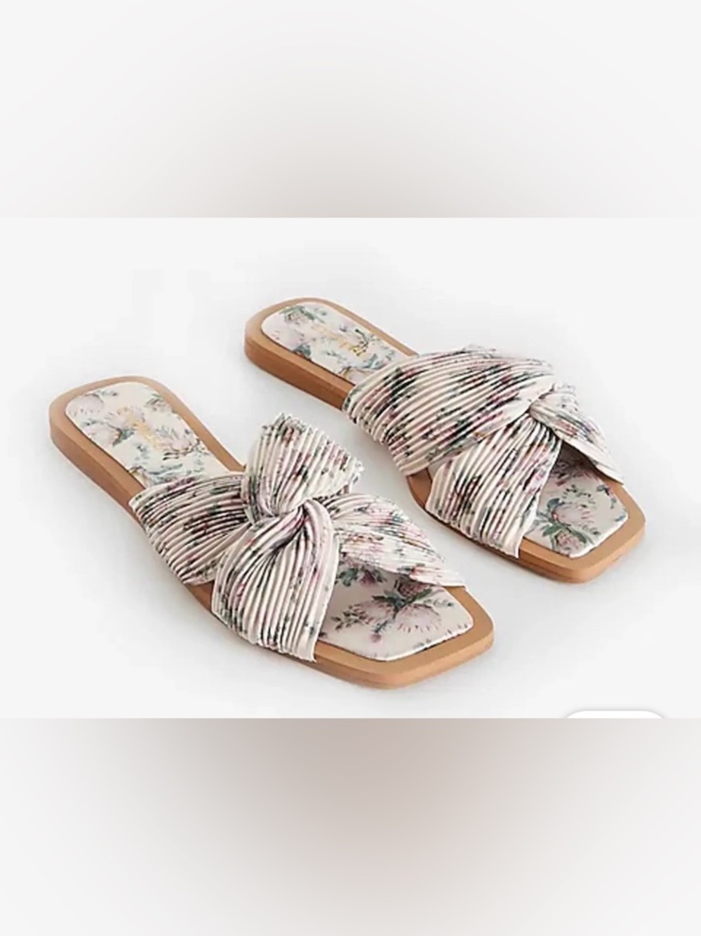 NWOT Express Floral Bow Slide Sandals in Cream and Pink